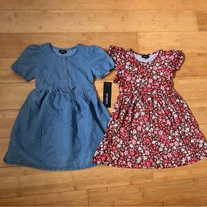 NWT Girls Size 6 Chambray & Brown Floral 2 pack Dresses
